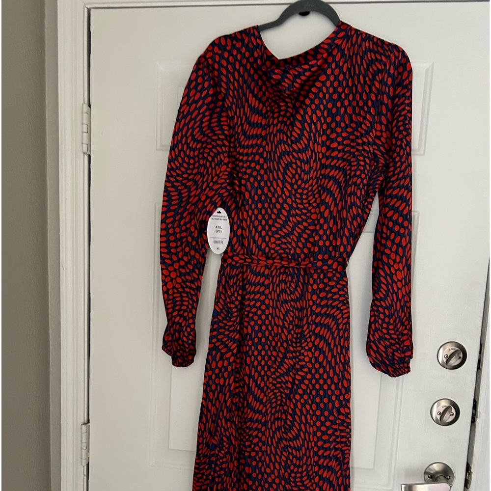 Red/blue pleated dress